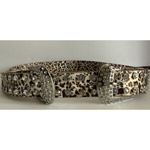 Rhinestone Belt Leopard Two Buckles Waist SZ 34  Western‎ New Glam Rock